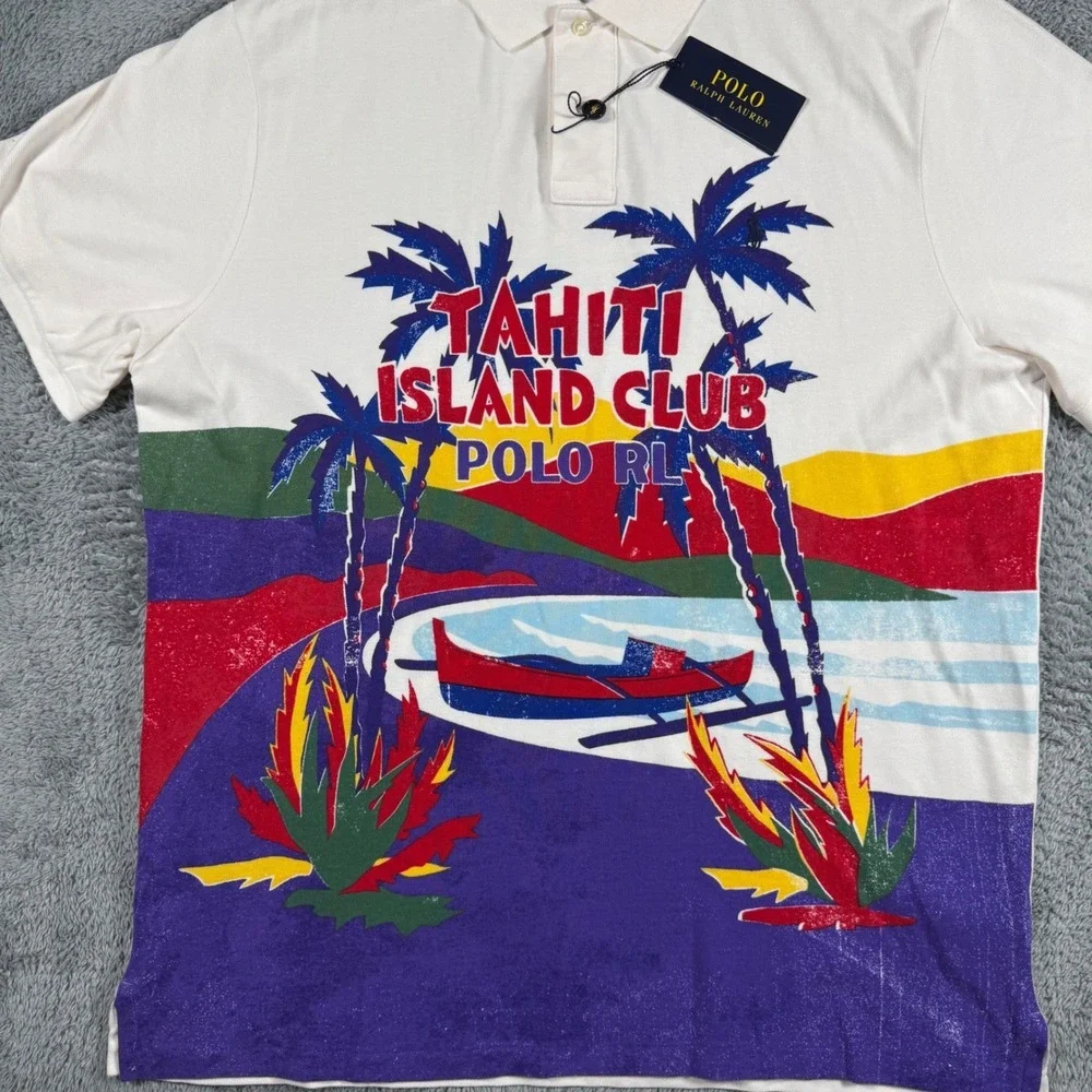 NWT Polo Ralph Lauren Tahiti Island Club Polo Shirt Mesh Hawaiian Colorful 2XL